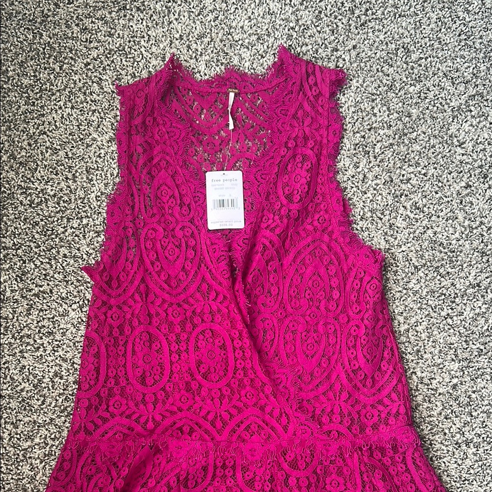Free People Pink Crochet Swim Coverup